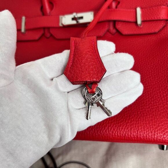 100% Authentic Hermes Birkin 30 Geranium in Togo with SHW Stamp P - Picture 3 of 16